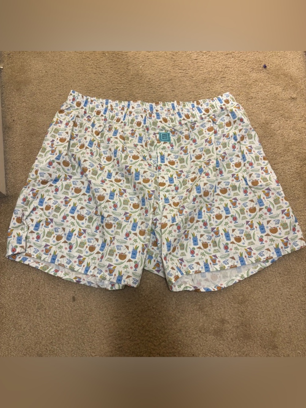 Men’s bird dog bay Hawaiian tiki summer tropical print boxers shorts size large